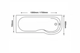 P‑Shaped Bath 1500/1700mm Left or Right – With Front & End Panels + Optional Screens