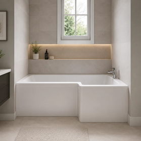 L‑Shaped Bath 1500/1700mm – Left or Right Hand – 6mm Acrylic CE Certified