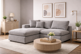 Grey Modular Scandinavian Sofa 1, 2 or 3 Seater | Linen Fabric | Left/Right Corner & Ottoman