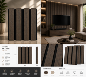 Acoustic 3D Timber Oak Slatted Wall Panel - 2400x600 - Natural Decor