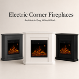 Modern Corner Electric Fireplace with Remote Control, Triangle LED Log Fire, and Stylish Mantle