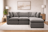 Grey Modular Scandinavian Sofa 1, 2 or 3 Seater | Linen Fabric | Left/Right Corner & Ottoman