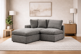 Grey Modular Scandinavian Sofa 1, 2 or 3 Seater | Linen Fabric | Left/Right Corner & Ottoman