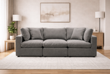 Grey Modular Scandinavian Sofa 1, 2 or 3 Seater | Linen Fabric | Left/Right Corner & Ottoman