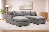 Grey Modular Scandinavian Sofa 1, 2 or 3 Seater | Linen Fabric | Left/Right Corner & Ottoman