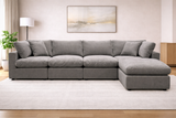 Grey Modular Scandinavian Sofa 1, 2 or 3 Seater | Linen Fabric | Left/Right Corner & Ottoman