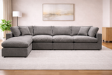 Grey Modular Scandinavian Sofa 1, 2 or 3 Seater | Linen Fabric | Left/Right Corner & Ottoman