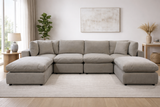 Beige Modular Scandinavian Sofa 1, 2 or 3 Seater | Linen Fabric | Left/Right Corner & Ottoman