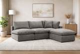 Grey Modular Scandinavian Sofa 1, 2 or 3 Seater | Linen Fabric | Left/Right Corner & Ottoman