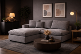 Grey Modular Scandinavian Sofa 1, 2 or 3 Seater | Linen Fabric | Left/Right Corner & Ottoman