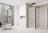Fluted Walk-In Shower Screen 8mm Tempered Easy-Clean Glass with Black Trim