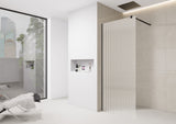 Fluted Walk-In Shower Screen 8mm Tempered Easy-Clean Glass with Black Trim