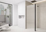 Fluted Walk-In Shower Screen 8mm Tempered Easy-Clean Glass with Black Trim