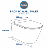 Rimless Back to Wall Toilet with Soft Close Seat & Dual Flush Concealed Cistern