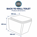 Rimless Back to Wall Toilet with Soft Close Seat & Dual Flush Concealed Cistern