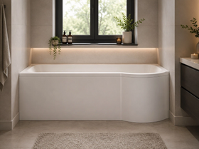 P‑Shaped Shower Bath – 6mm Acrylic – Left/Right Hand - 1500-1700mm