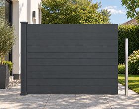 Grey Composite Fence System Strong Boards and Aluminum Components