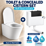 Rimless Back to Wall Toilet with Soft Close Seat & Dual Flush Concealed Cistern