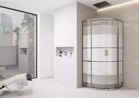 Quadrant Shower Enclosure White Print Slimline Stone Tray 700 800 900 - Chrome Frame