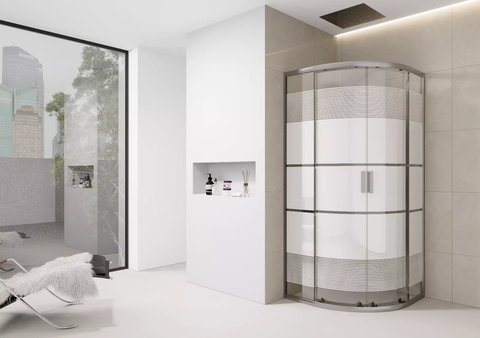 Quadrant Shower Enclosure White Print Slimline Stone Tray 700 800 900 - Chrome Frame