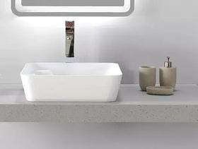 485mm Counter Top Basin Rectangle Ceramic Cloakroom Bathroom Sink Hand Wash UK