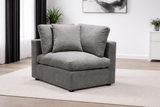 Grey Modular Scandinavian Sofa 1, 2 or 3 Seater | Linen Fabric | Left/Right Corner & Ottoman