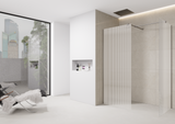 Fluted Walk-In Shower Screen 8mm Tempered Easy-Clean Glass with Chrome Trim