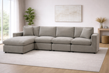 Beige Modular Scandinavian Sofa 1, 2 or 3 Seater | Linen Fabric | Left/Right Corner & Ottoman
