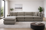 Beige Modular Scandinavian Sofa 1, 2 or 3 Seater | Linen Fabric | Left/Right Corner & Ottoman