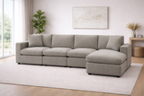Beige Modular Scandinavian Sofa 1, 2 or 3 Seater | Linen Fabric | Left/Right Corner & Ottoman