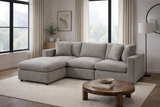 Beige Modular Scandinavian Sofa 1, 2 or 3 Seater | Linen Fabric | Left/Right Corner & Ottoman