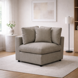 Beige Modular Scandinavian Sofa 1, 2 or 3 Seater | Linen Fabric | Left/Right Corner & Ottoman