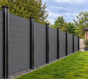 Grey Composite Fence System Strong Boards and Aluminum Components