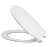Soft Close Bathroom Toilet Seat – Anti-Slam, White Plastic, Chrome Fittings