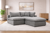 Grey Modular Scandinavian Sofa 1, 2 or 3 Seater | Linen Fabric | Left/Right Corner & Ottoman