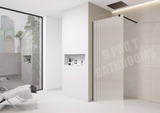 Fluted Walk-In Shower Screen 8mm Tempered Easy-Clean Glass with Black Trim