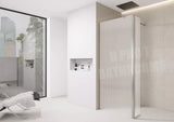 Fluted Walk-In Shower Screen 8mm Tempered Easy-Clean Glass with Chrome Trim