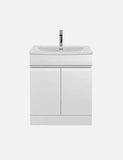 Handleless Bathroom High Gloss White Floor Standing Vanity Unit Sink Cabinet White Basin Storage Furniture Door Toilet