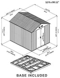 Metal Shed Width 10 ft x Depth 12 ft with base Garden shed