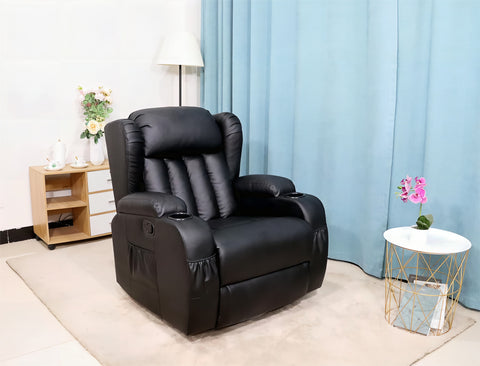 10 IN 1 Winged Leather Recliner Chair rocking Massage Swivel Heater Gaming Armchair