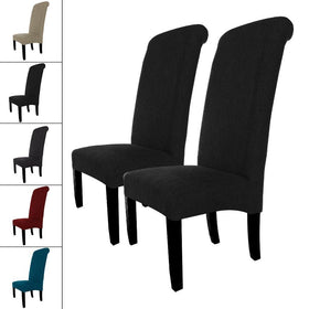 Set of 2 x linen Dining Chair High Scroll Back For Living Room Office Reception Restaurant