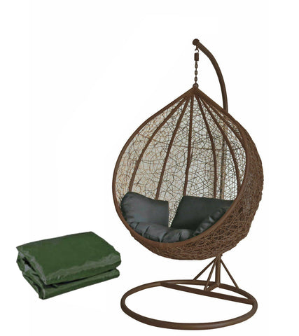 Brown Colour Rattan Swing Egg Chair Outdoor Garden Patio Hanging Wicker Weave Furniture