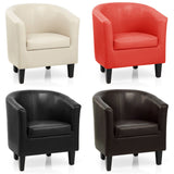 Faux Leather Tub Chair WITH CUSHION Armchair for Living Room Dining Office Reception Bonded