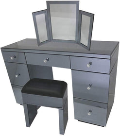 Smoke Grey Mirror Glass bedroom furniture table stool dresser dressing