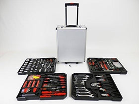 Professional 250 Piece Tool Kit Aluminium Trolley Metal Storage Chrome Tool Box