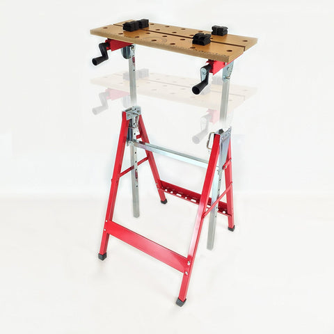 Height Adjustable Tilt And Clamp Folding Workbench Saw Trestle Portable Bench