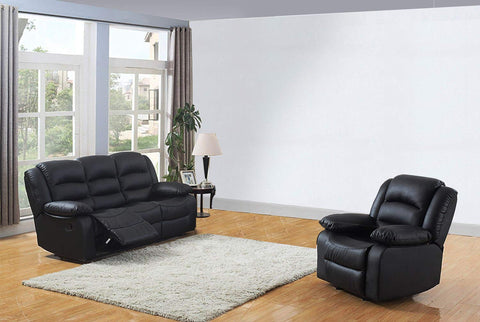 Black Recliner Sofa Leather bonded Reclining Lazyboy Sofa Suite Sofas Chair 3 2 or 1 
