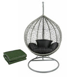 Grey Colour Rattan Swing Egg Chair Outdoor Garden Patio Hanging Wicker Weave Furniture