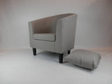 Linen Fabric Tub Chair Armchair for Living Room Dining Office Reception Faux