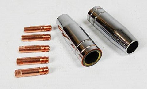 Gasless Mig 2 Welding Shrouds Push Fit And 5 Torch Tips 0.8mm